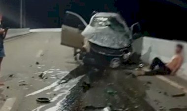 Menor de 14 anos pega S10 do pai e a destrói em viaduto em MT