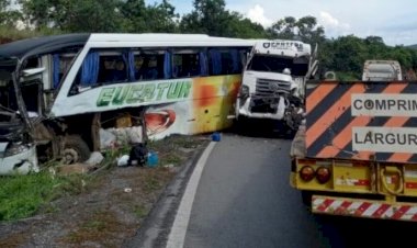 Policial Dezenove pessoas ficam feridas em batida entre ônibus e caminhão na BR-070