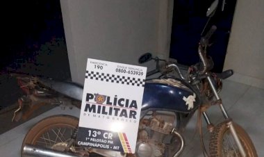 PM apreende motocicleta conduzida por menor de idade em Campinápolis