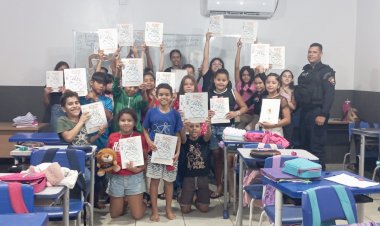 PROERD inicia atividades com os alunos do 5º ano da Escola Municipal Anastácio Feliciano Alves, em Campinápolis