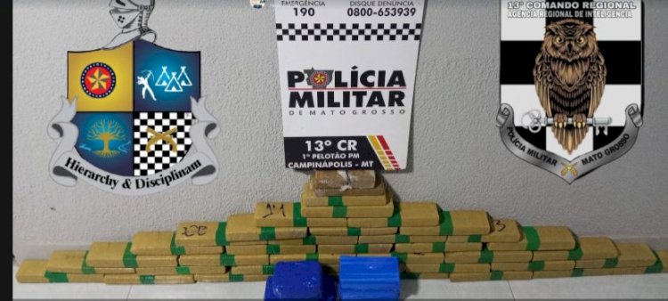 PM prende suspeito com grande quantidade de drogas em rodovia de Campinápolis